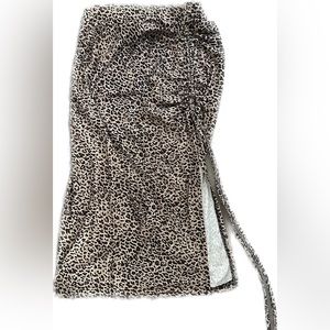 SHEIN - ruched cheetah midi skirt